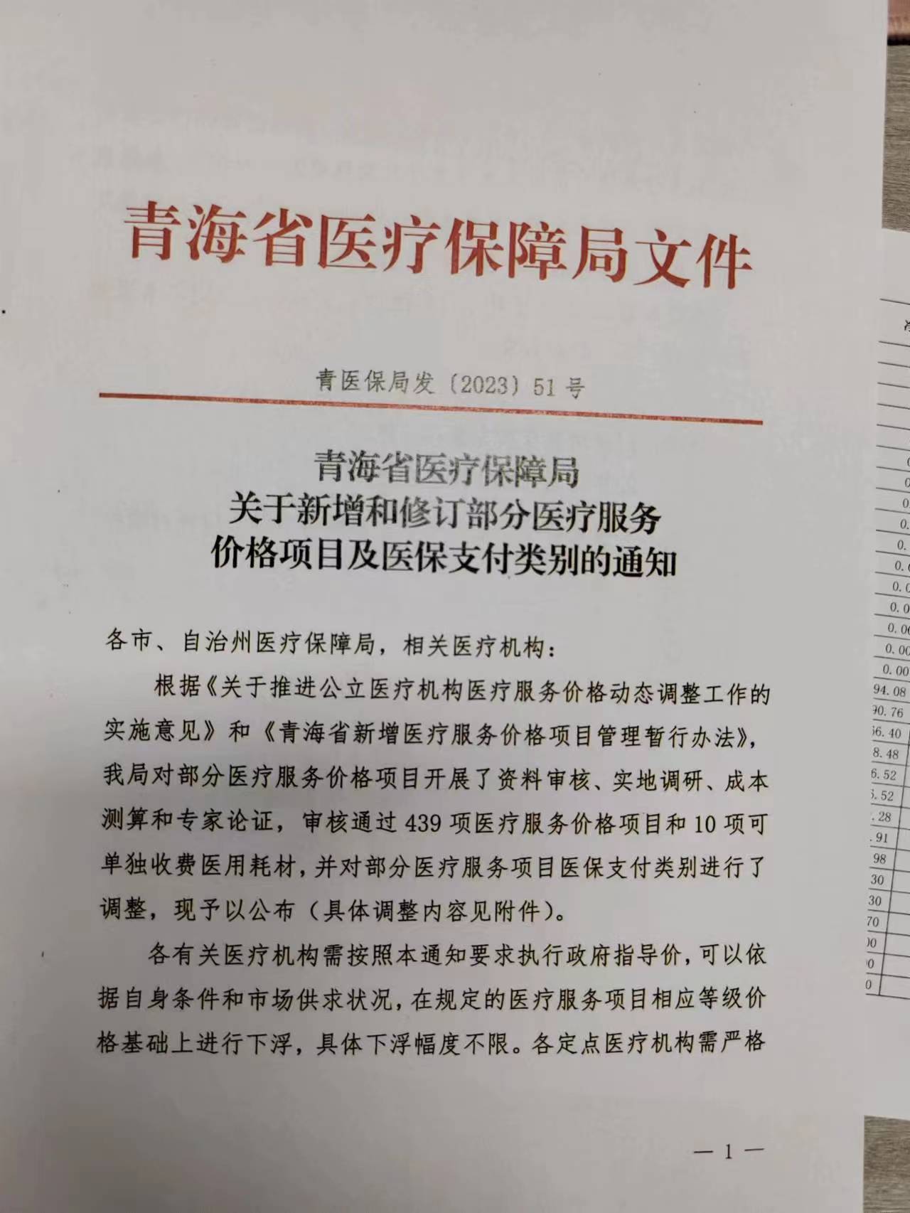 关于新增和修订部分医疗服务价格项目及医保支付类别的通知的公示